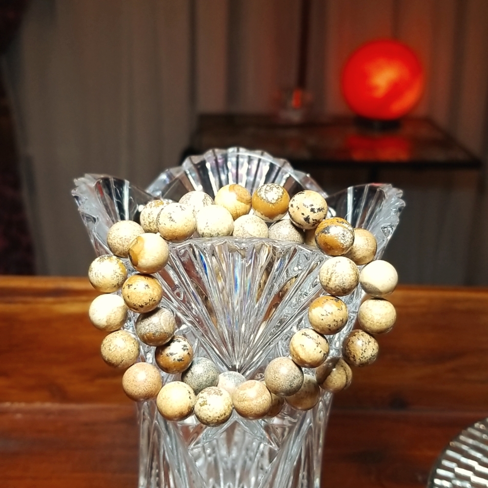 Set of 2 tan and brown jasper bracelets